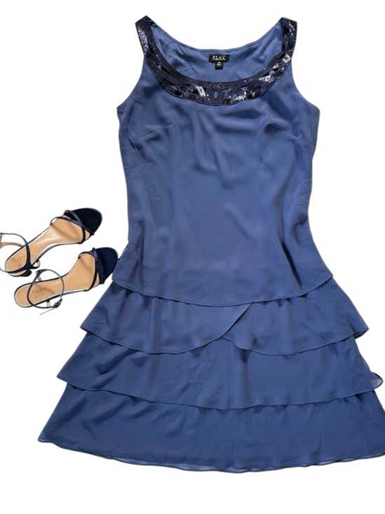 SLNY Dresses & Skirts - SLNY Tiered Ruffle Blue Cocktail Chiffon Dress 14P Mermaid